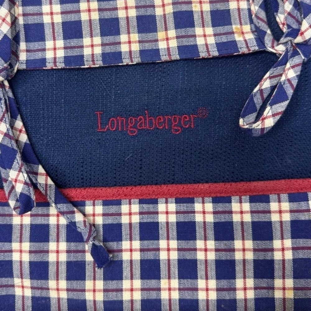 Longaberger‎ Tote Bag Purse Blue Plaid Fabric Handbag with Pocket